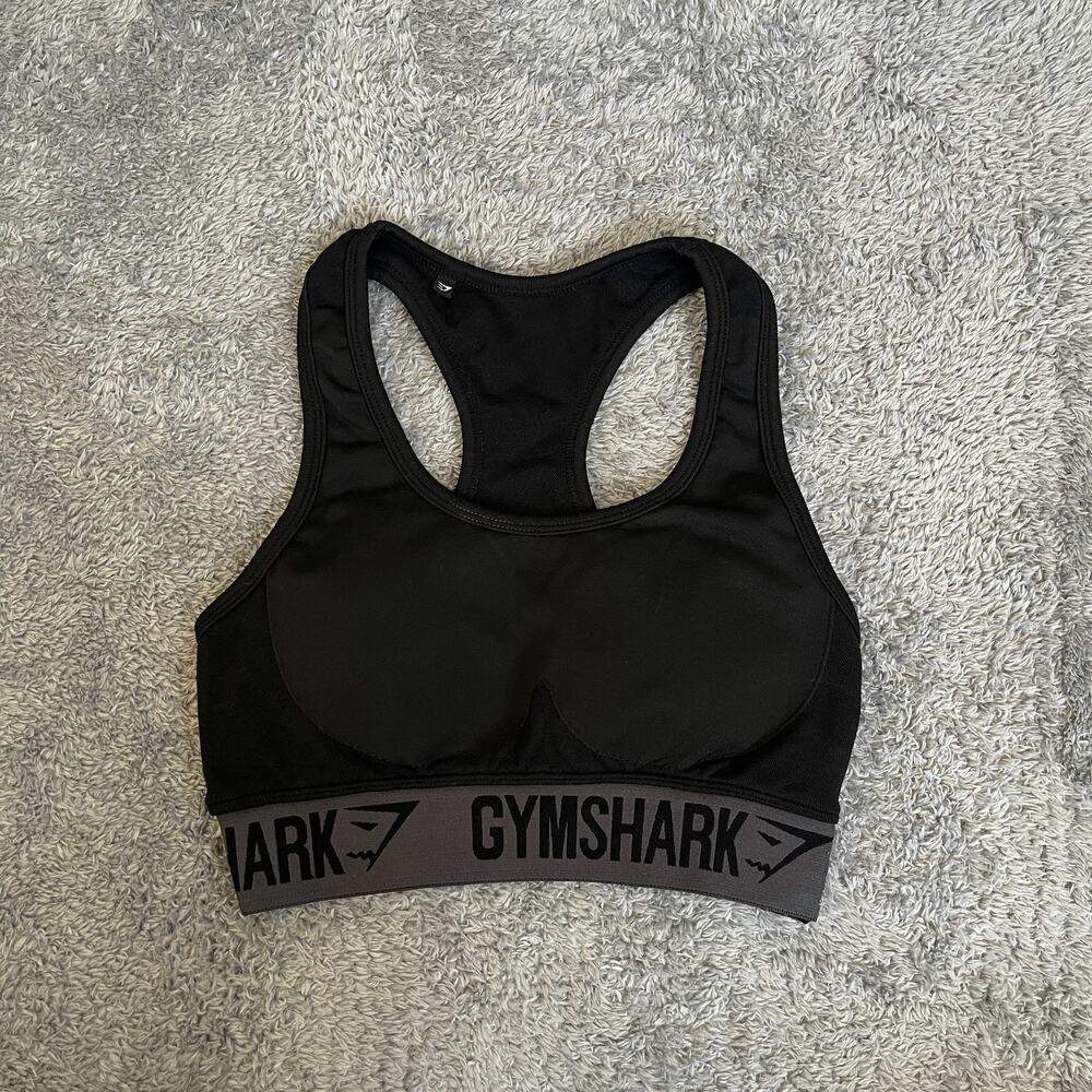 Gymshark Fit Black Grey Racerback Athletic Workout Sports Bra Women's Size XS